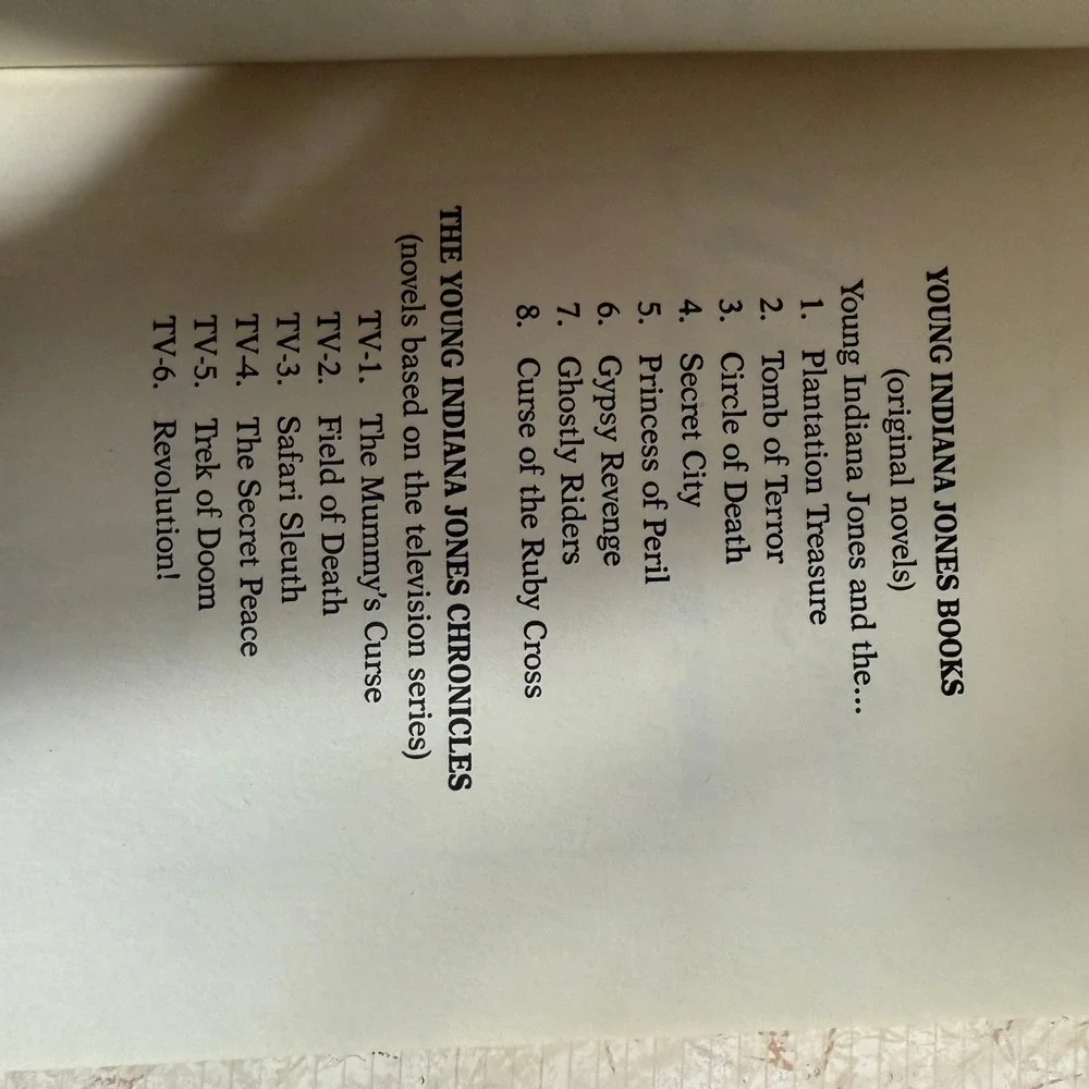 Young Indiana Jones and‎ the Princess of Peril Book 1991 Adventure